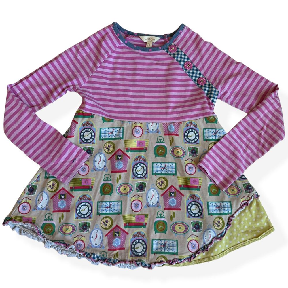 Matilda Jane In Disguise Top Make Believe Clocks Stripes Pink Girls 8